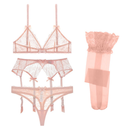 Conjunto de lencería con copa triangular francesa para mujer