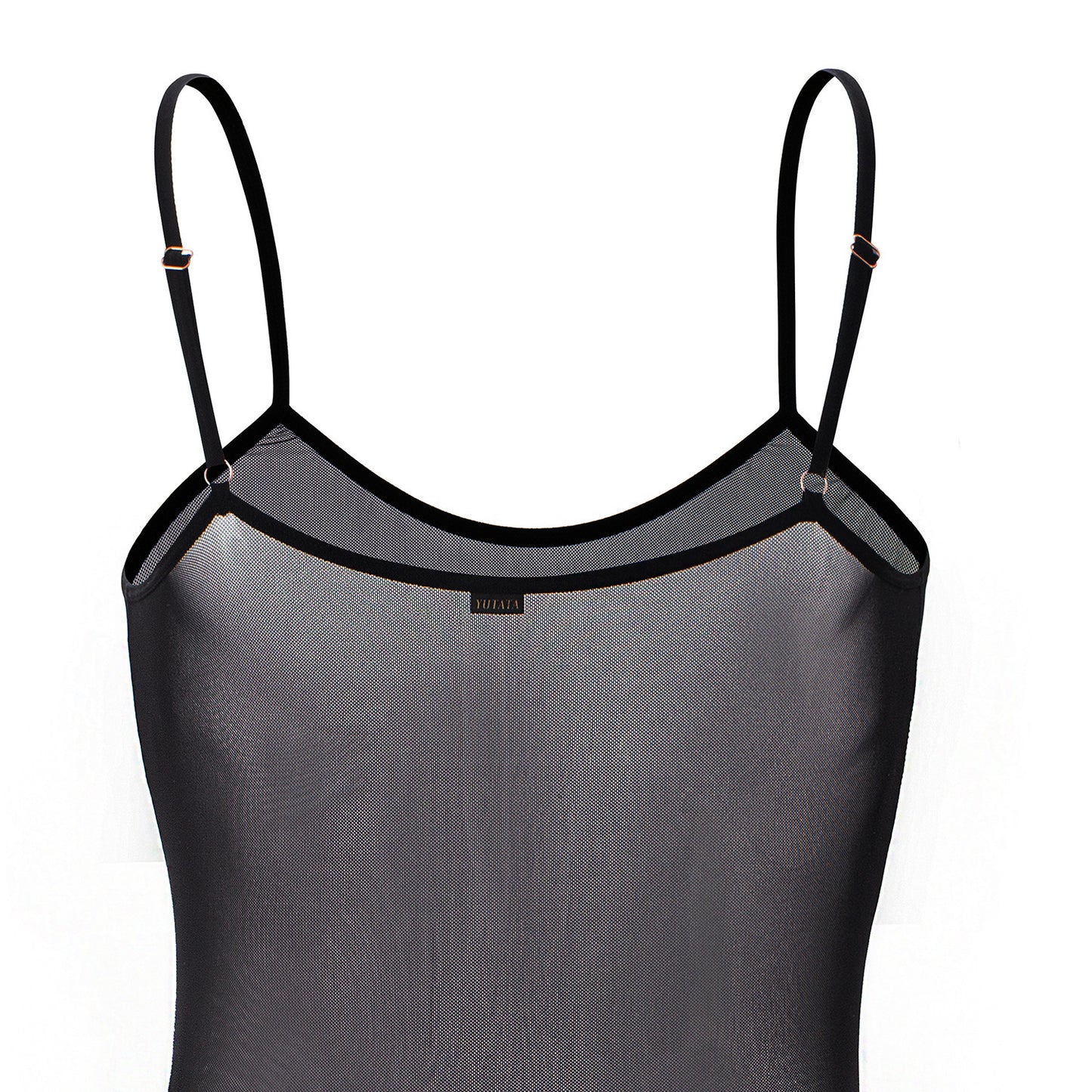 Chaleco de malla de una pieza con tirantes unisex Lencería transparente con punto de rocío y orificio abierto