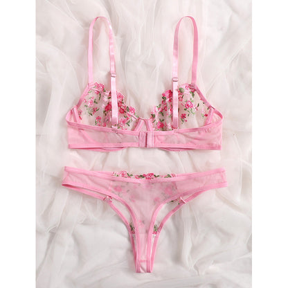 Ladies Sweet Low Waist Lace Lingerie Set