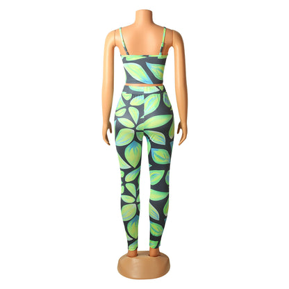 Ladies Digital Printed Sexy Two-Piece Strap Set