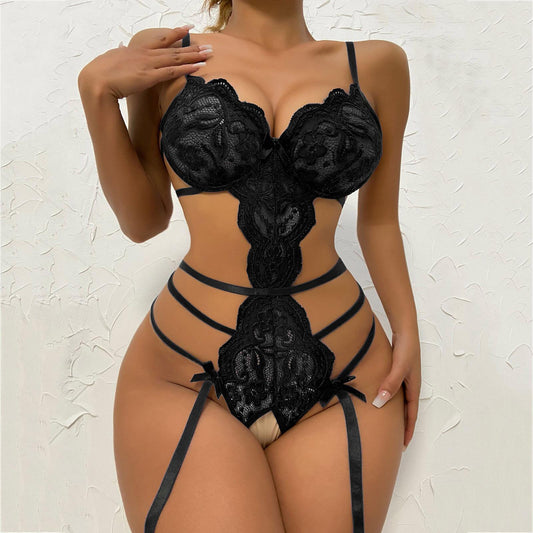 Pyjama body transparent en dentelle lingerie