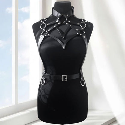 Women's Artificial Leather Body Belly Band Shoulder Wearing Ring Horse Harness For Dancing Toys With