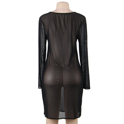 Robe en maille de lingerie sexy de grande taille européenne et américaine
