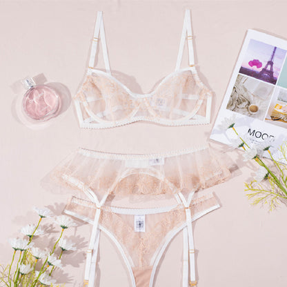 Conjunto de lencería fina de tres puntos para mujer