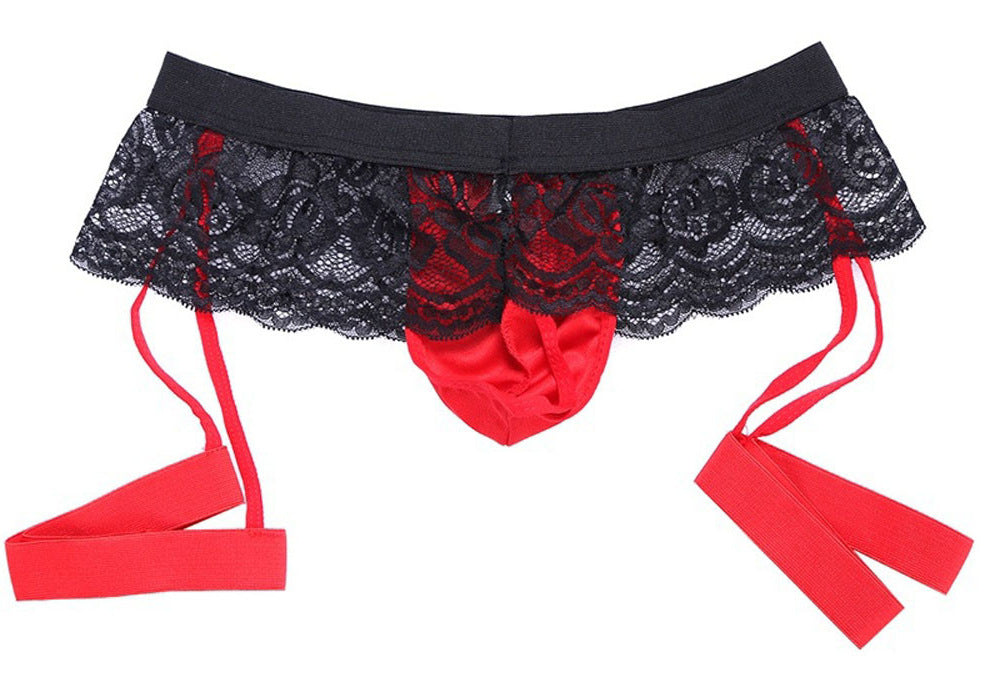 Sous-vêtements culottes à trois points en dentelle pour hommes