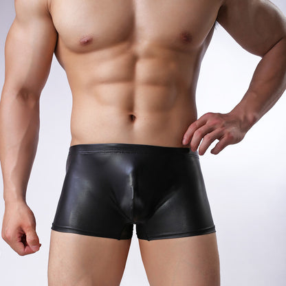 Slip de couleur unie en cuir verni lisse et soyeux pour hommes