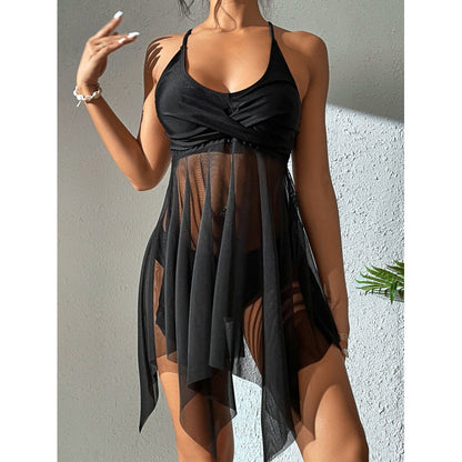 Camisón de encaje con correa de lencería sexy transparente para mujer
