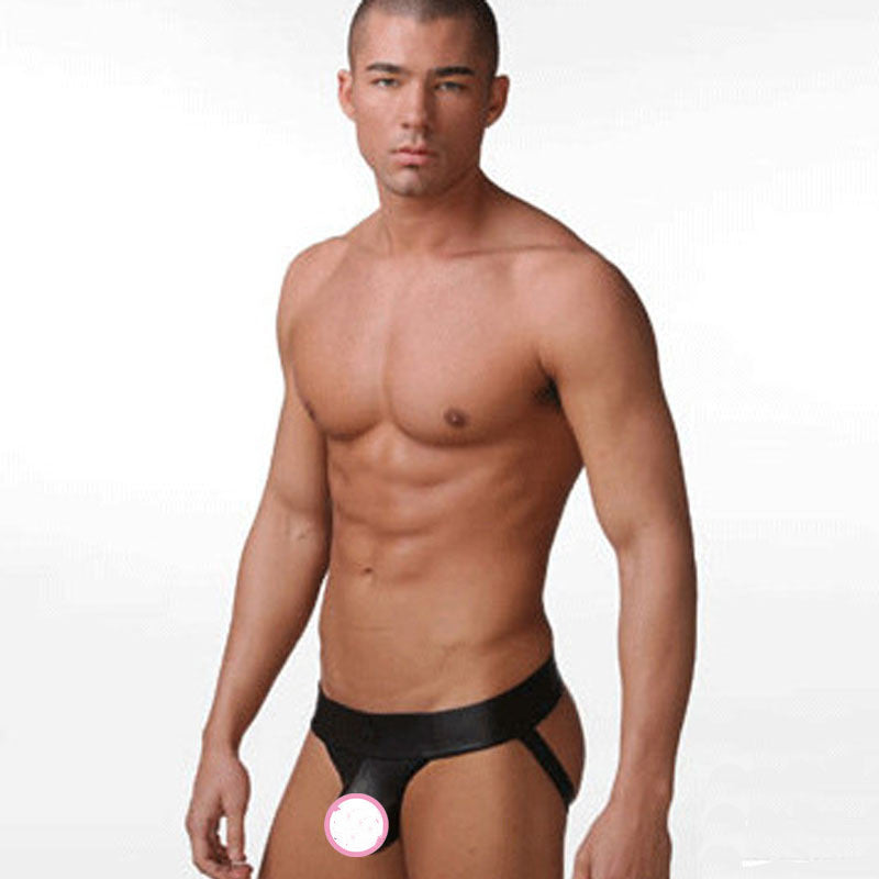 T-back en cuir verni taille basse pour hommes