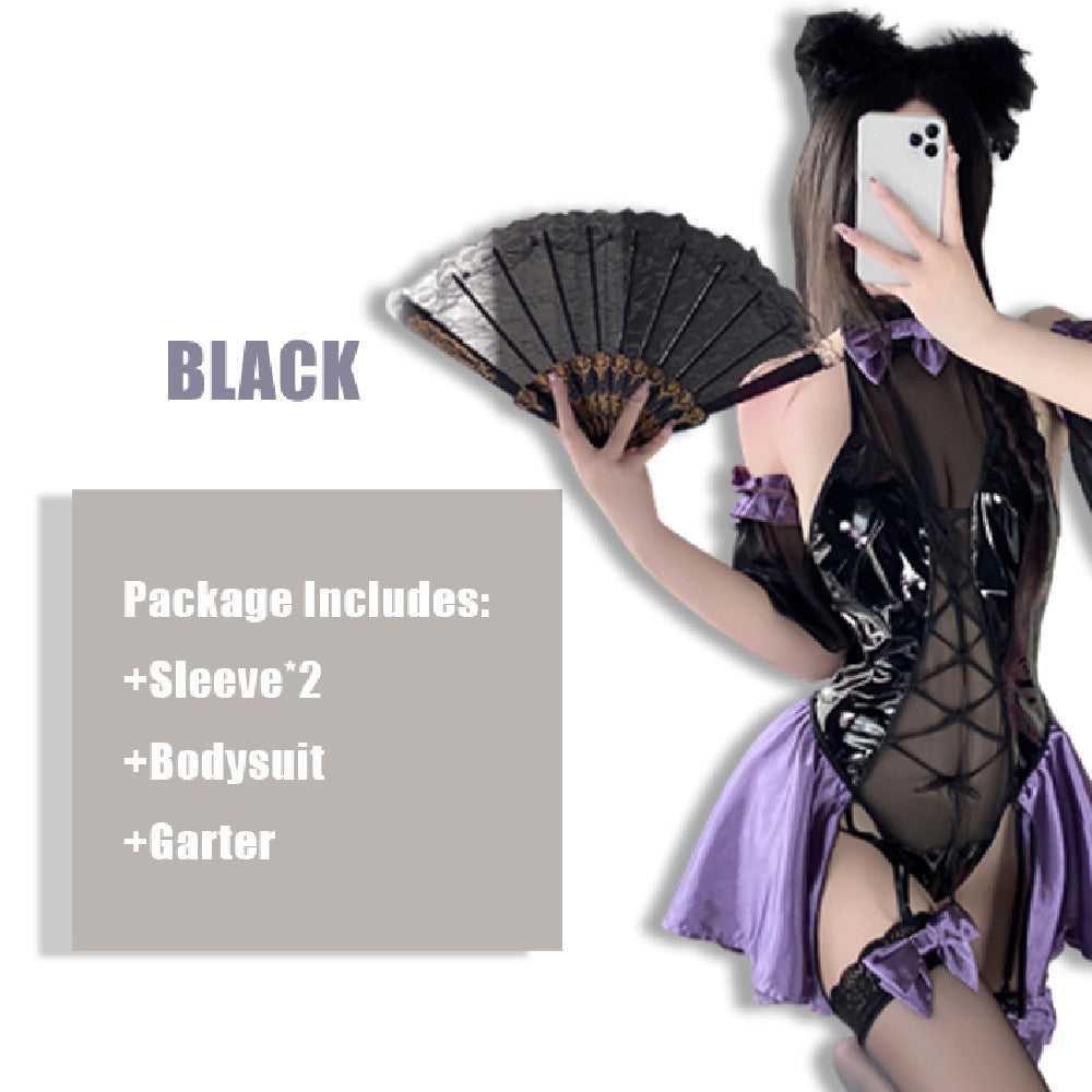 Lingerie Patent Leather See-through Strapless Jumpsuit