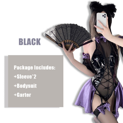 Lingerie Patent Leather See-through Strapless Jumpsuit