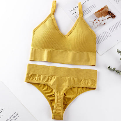 Conjunto de sujetador y braguitas para mujer, conjunto de Sujetador deportivo con realce, Tanga Sexy sin costuras, sujetador para actividad, Tanga, lencería, Top corto de Fitness, ropa interior