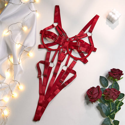 Gathering Minimalist Elastic Jumpsuit Lingerie And Sexy Suspender