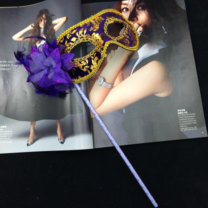 Female Side Flower Half Face Chinese Style Mysterious Temperament Holding Mask