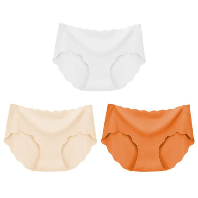 3 piezas de ropa interior sin costuras de seda para mujer, bragas, lencería Sexy