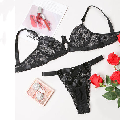 Christmas Lace Stitching Hollow  Lingerie Set