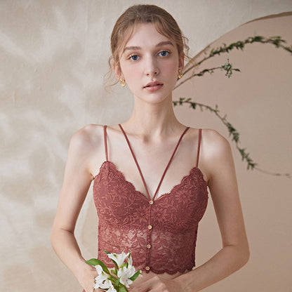 Soutien-gorge Push Up en dentelle pour femmes, dos nu, sans anneaux en acier, Lingerie à bretelles