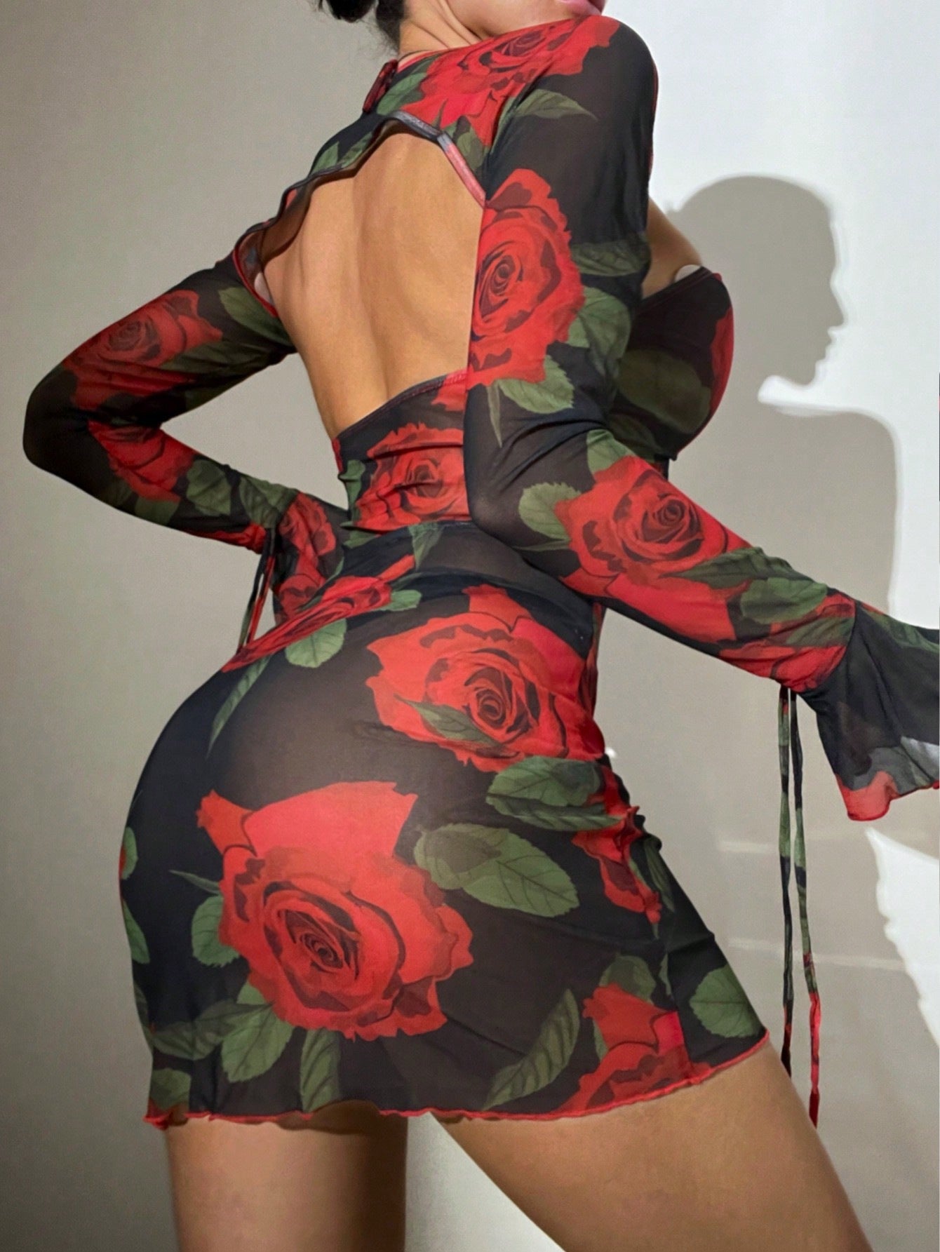 Sexy Backless Print Lace-up Swimsuit Sun Protection Blouse