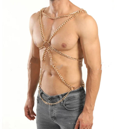Chest Chain Metal Ring Charm Men