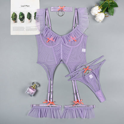 Ensembles de lingerie sexy pour filles en maille 4 pièces de haute qualité