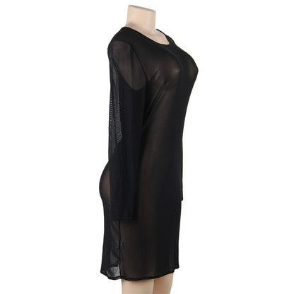 Robe en maille de lingerie sexy de grande taille européenne et américaine