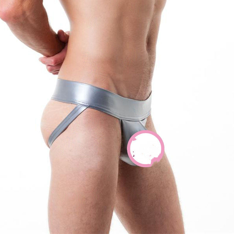 T-back en cuir verni taille basse pour hommes