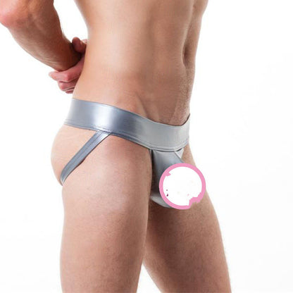 T-back en cuir verni taille basse pour hommes