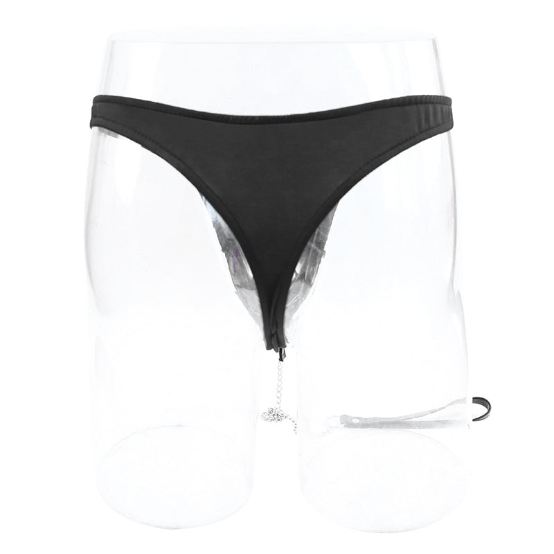 Pantalon en cuir pour hommes avec chaîne de traction à la mode
