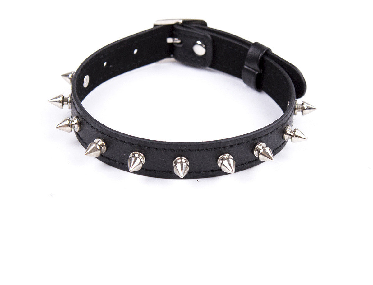 Men's Leather Collar Neck Chain Bell Torture Leather Necklace