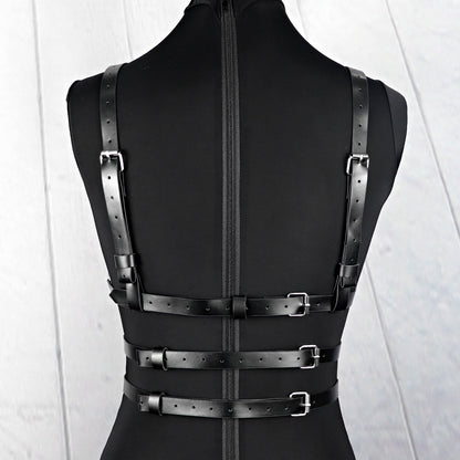 Creative Black Leather Binding Belt  Jacket