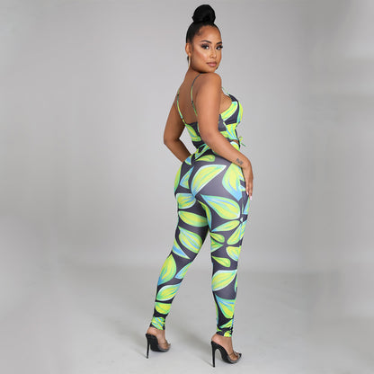 Ladies Digital Printed Sexy Two-Piece Strap Set