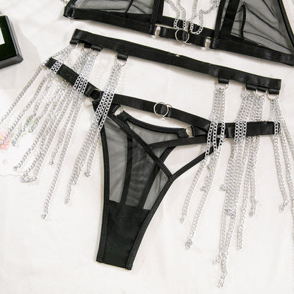 Conjunto de lencería sexy con red de cadena Hot Girl