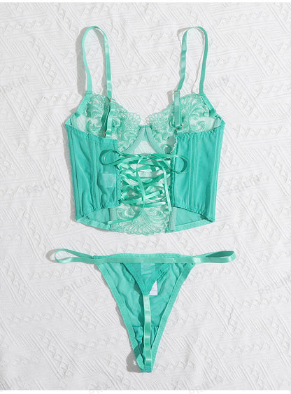 Conjunto de lencería de moda para mujer bordado