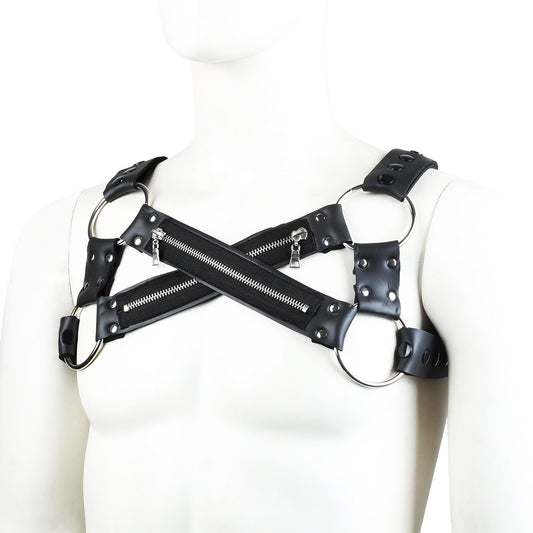 Men's Powerful Men's Binding Stretch Zipper Clothes Binding Sexy Binding Chest Strap