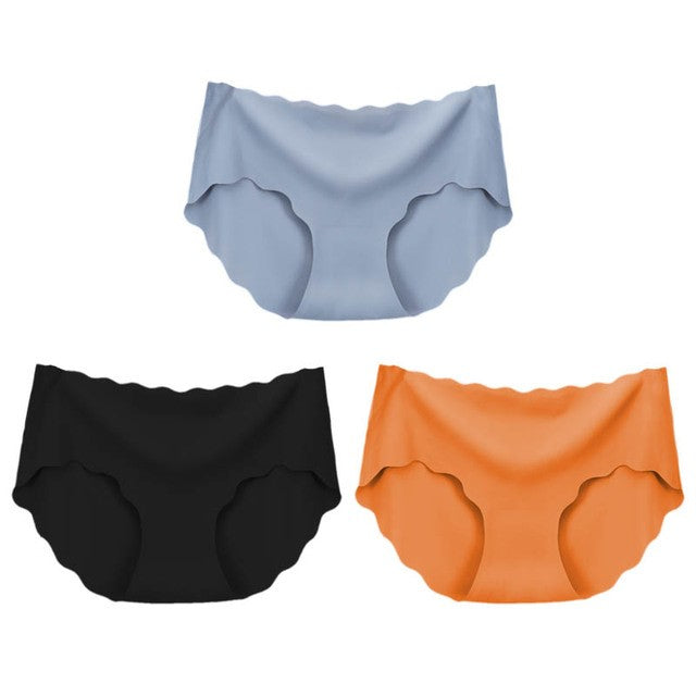 3 piezas de ropa interior sin costuras de seda para mujer, bragas, lencería Sexy