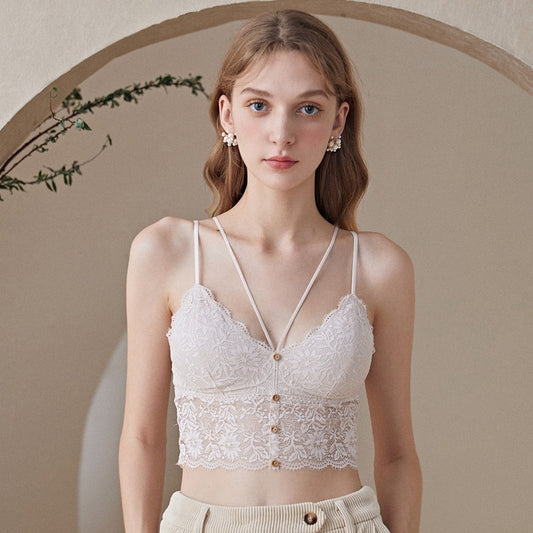 Soutien-gorge Push Up en dentelle pour femmes, dos nu, sans anneaux en acier, Lingerie à bretelles