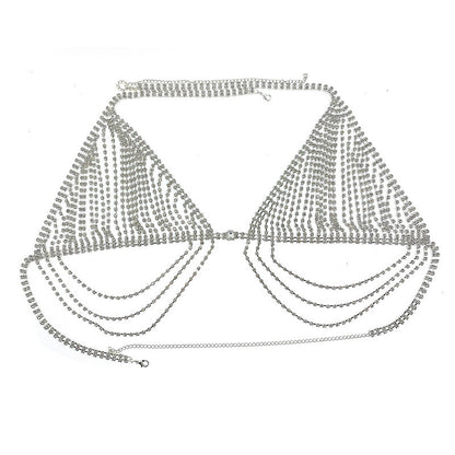 Sexy Nightclub Lingerie Set With Rhinestone Body Chain
