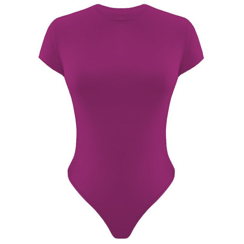 Combinaison moulante Sexy à manches courtes, body d'été de couleur unie, vêtements pour femmes
