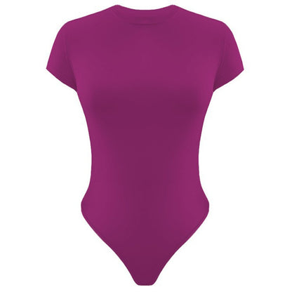 Combinaison moulante Sexy à manches courtes, body d'été de couleur unie, vêtements pour femmes