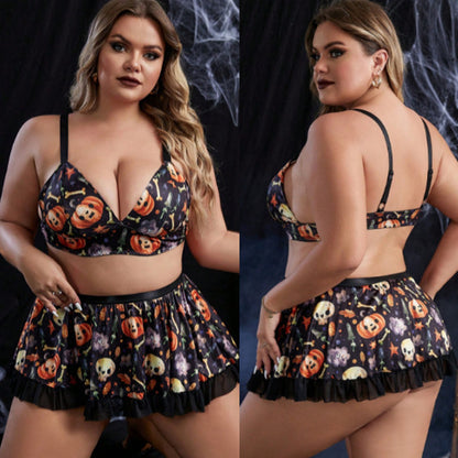 Ropa interior para niñas regordetas, disfraz de sirvienta de Halloween, uniforme, tentación divertida, lencería de gran tamaño para mujeres