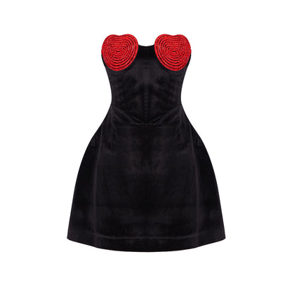 Velvet Dress Female Heart-shaped Hot Girl Niche Dress Dress