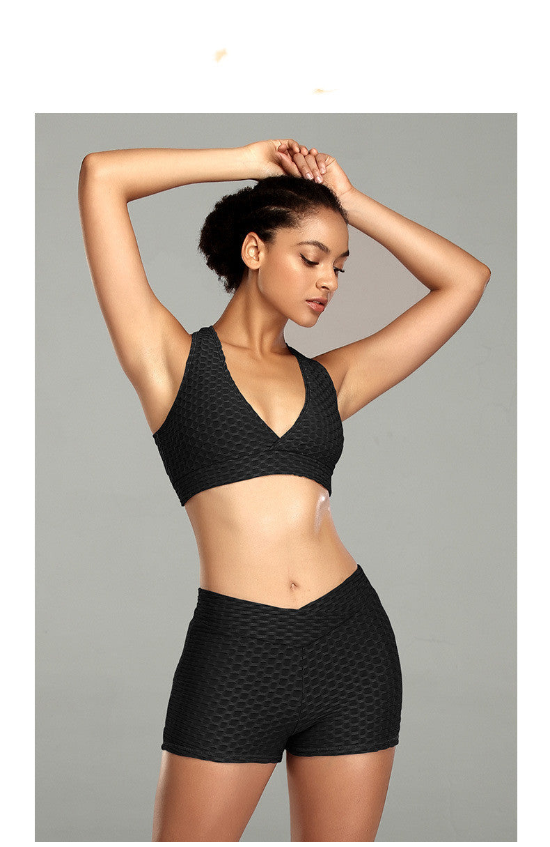 Conjunto deportivo de fitness Conjunto ajustado y ajustado con cuerpo cruzado sexy