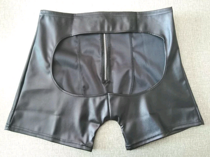 European and American  underwear men's faux leather hip shorts  night shop