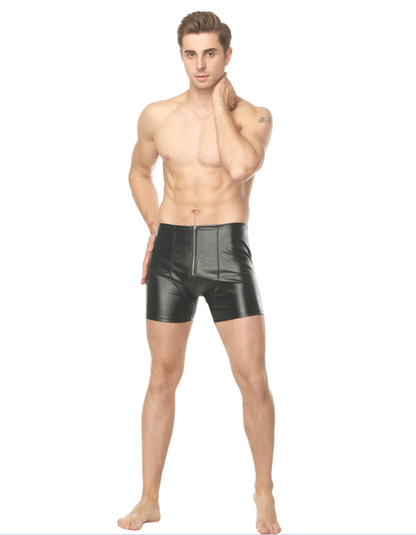European and American  underwear men's faux leather hip shorts  night shop