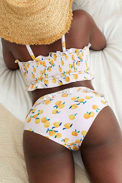 Ensemble de bikini à volants imprimé fruits