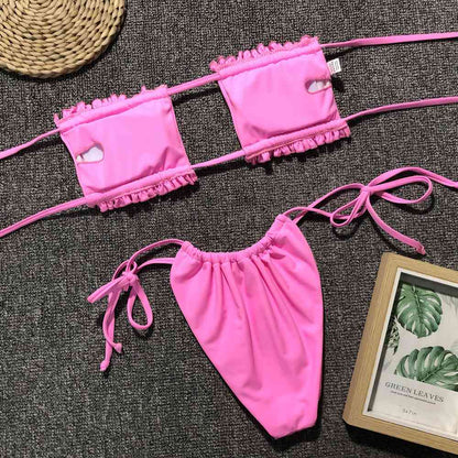 Ensemble de bikini froncé à volants