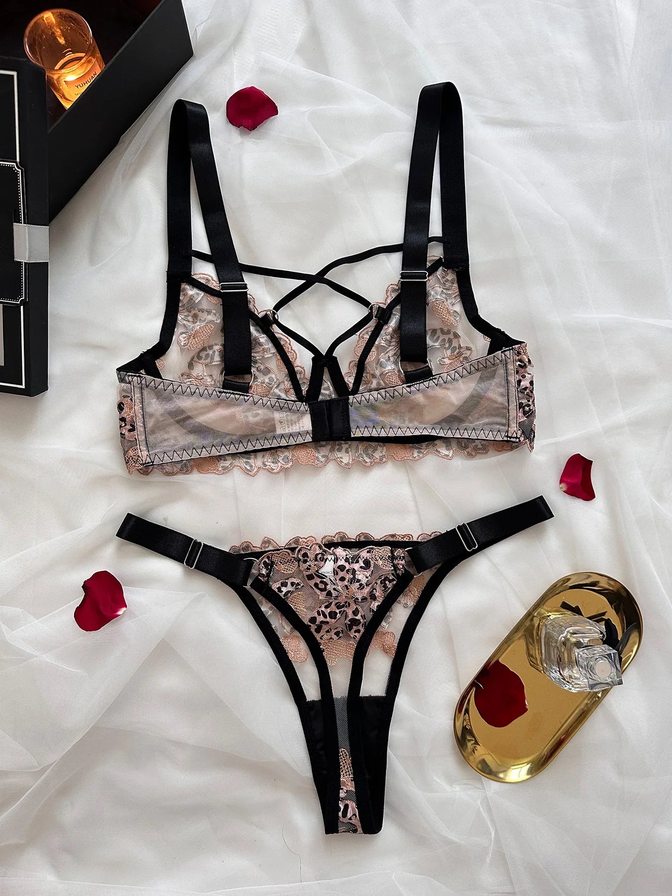 Floral  Lingerie Lace Onlyfans Underwear See Through Bilizna  Costumes Fine Quality Cross Bra  Outfit