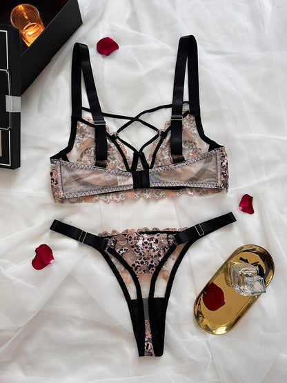 Floral  Lingerie Lace Onlyfans Underwear See Through Bilizna  Costumes Fine Quality Cross Bra  Outfit