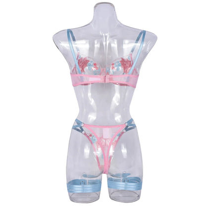 Sensual Fancy Lingerie Transparent Bra Well-Looking Underwear Floral  Push Up Bra Set Fantasy s Outfits