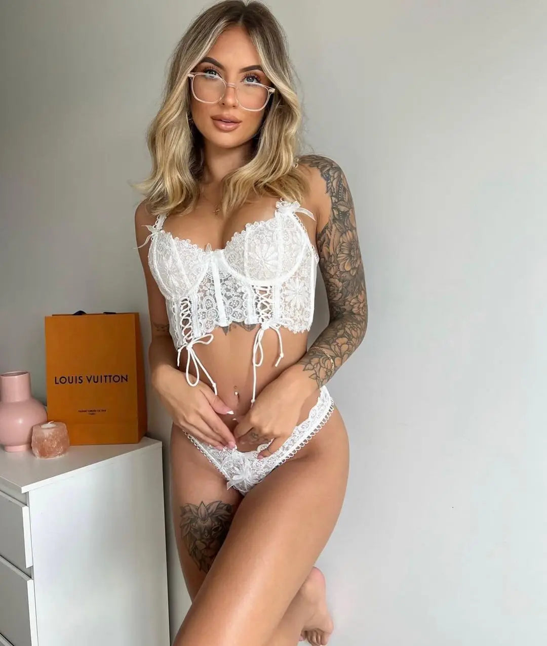Floral Fancy Lingerie Lace Up Romantic Hot Women Underwear Coordinated Body Lace Beautiful  Bilizna  Intimate