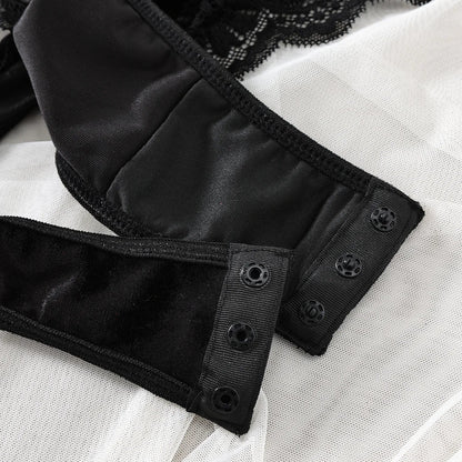 Velvet  Body Lingere Fantasy One Pieces  Costume Open Crotchless Fancy Tops Christmas Clothes  Lace Body